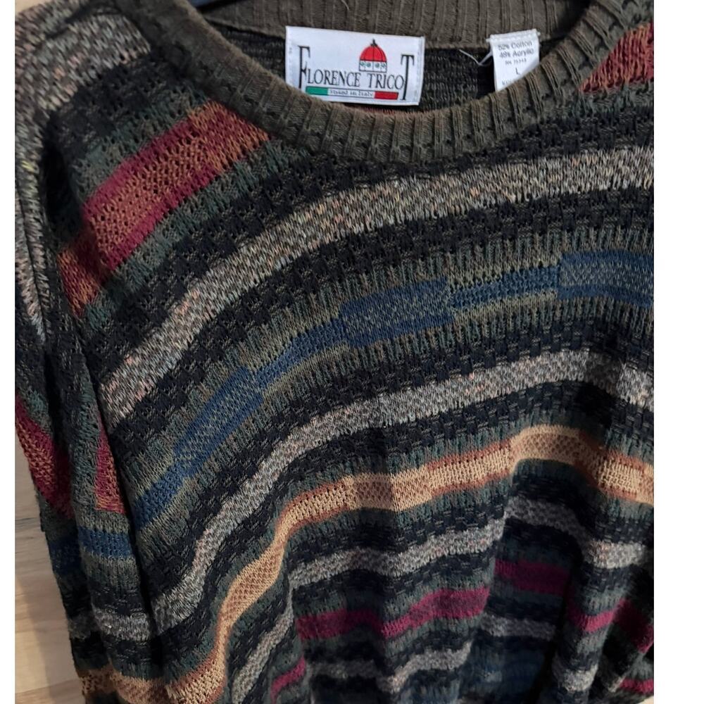 VTG Men's Florence Tricot Sweater Coogi Style Large Grandpa Knit‎ Italy - Picture 2 of 3